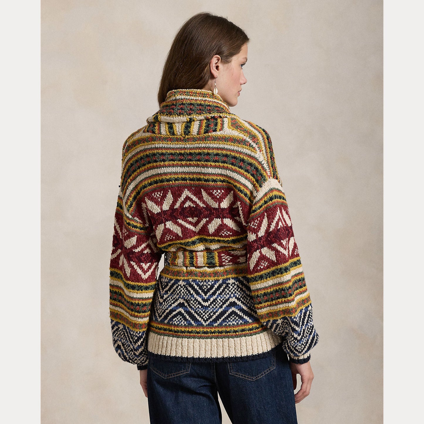 MULTI-PATTERN SHAWL CARDIGAN