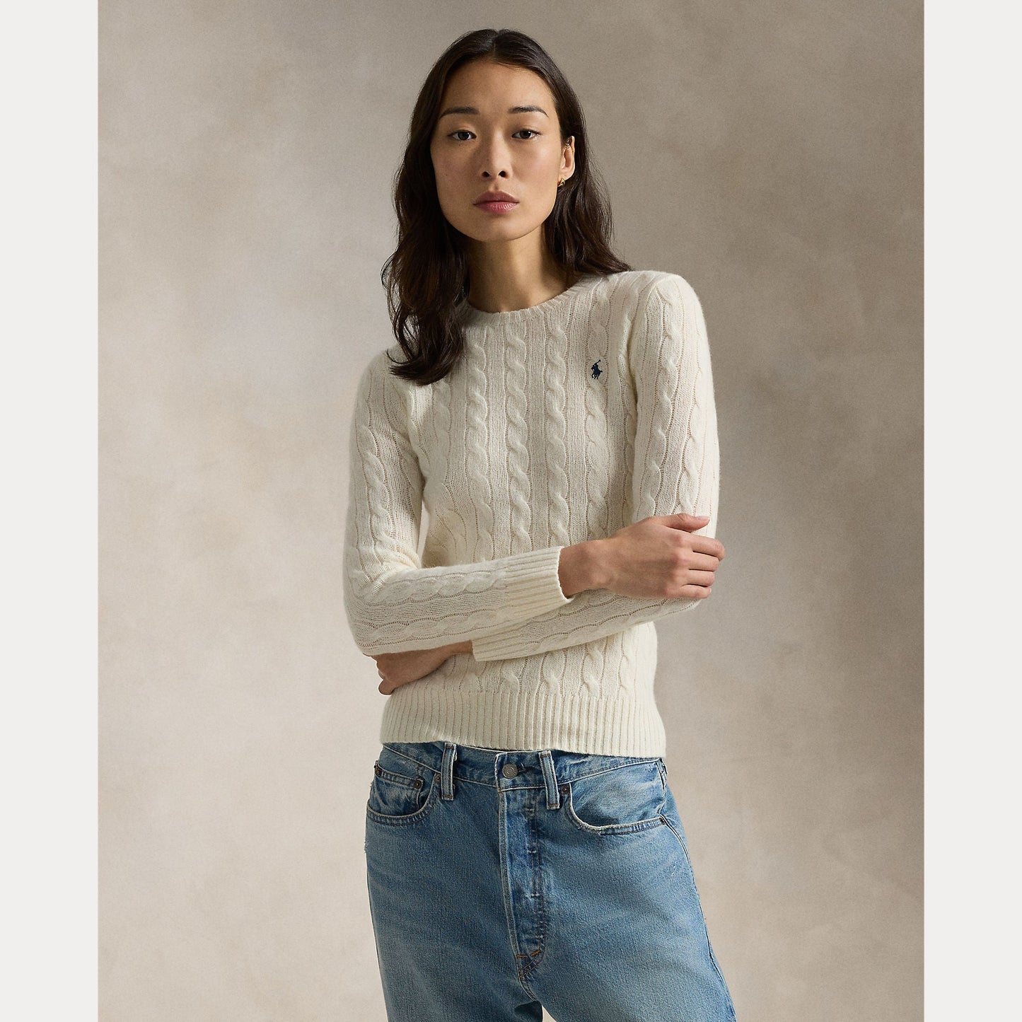 CABLE-KNIT WOOL-CASHMERE SWEATER