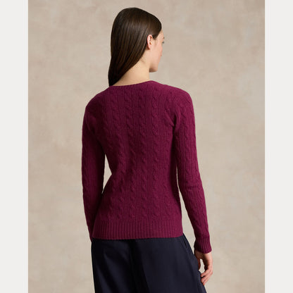 CABLE-KNIT WOOL-CASHMERE V-NECK SWEATER