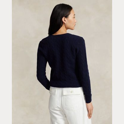 CABLE-KNIT WOOL-CASHMERE V-NECK SWEATER