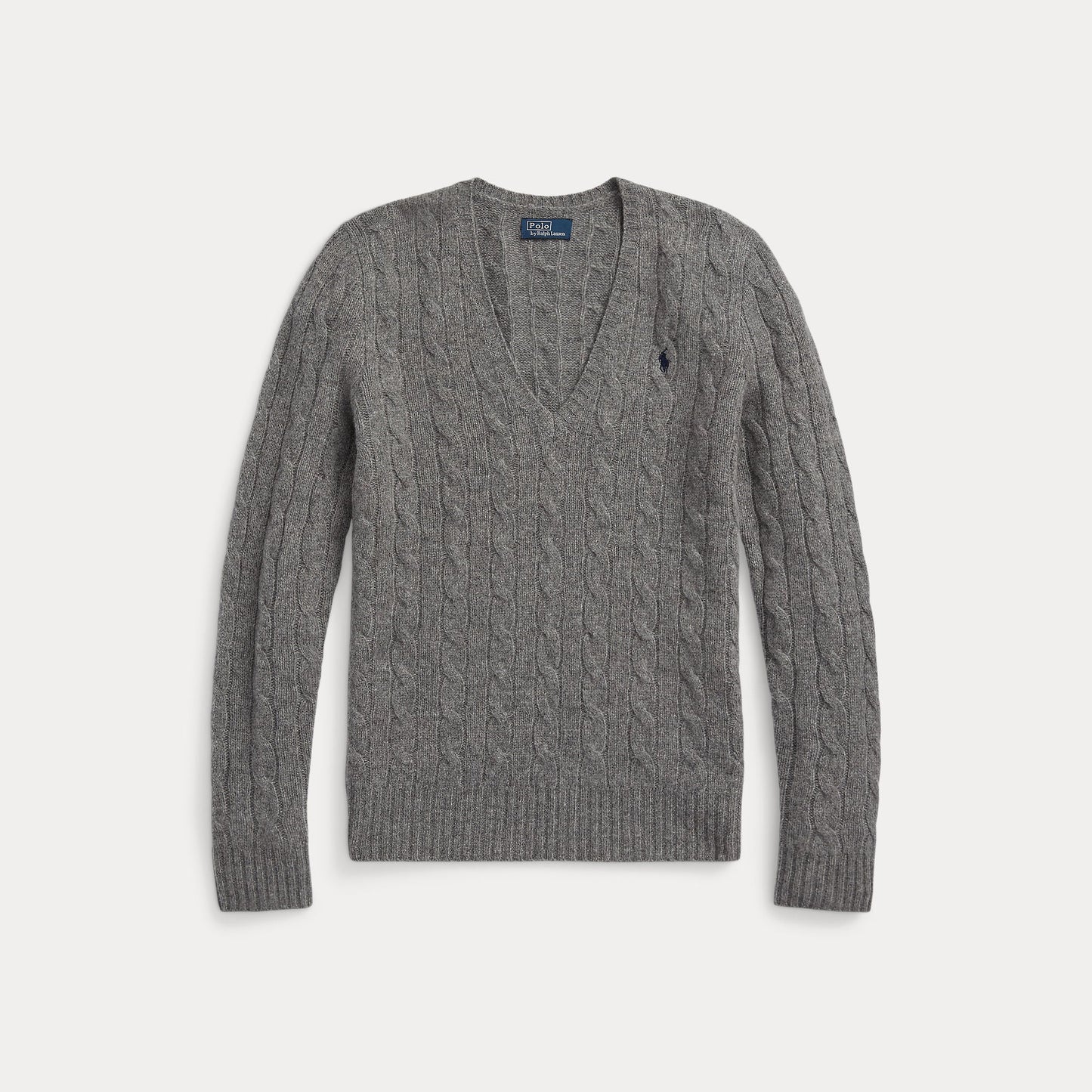 CABLE-KNIT WOOL-CASHMERE V-NECK SWEATER