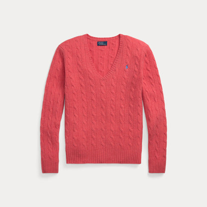 CABLE-KNIT WOOL-CASHMERE V-NECK SWEATER