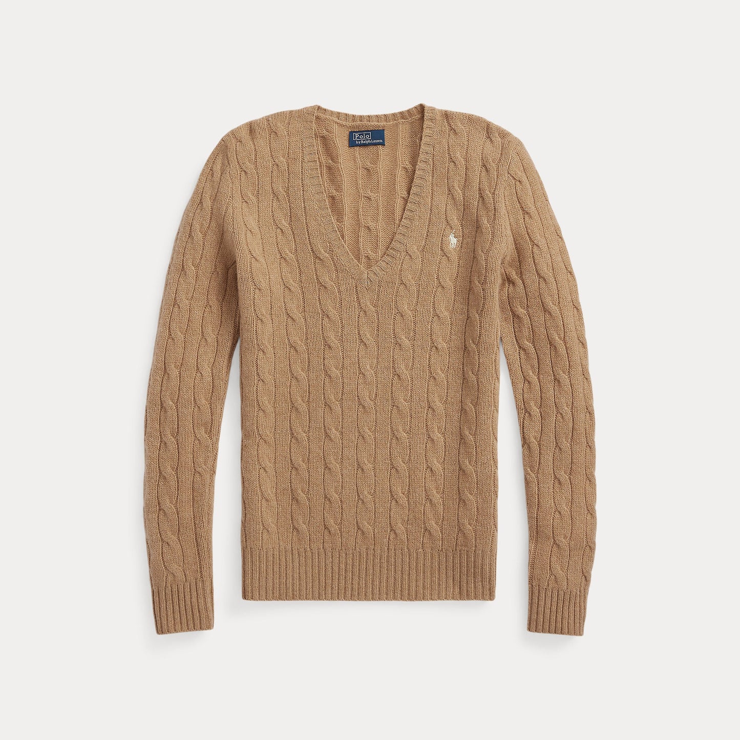 CABLE-KNIT WOOL-CASHMERE V-NECK SWEATER