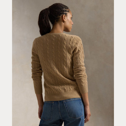 CABLE-KNIT WOOL-CASHMERE V-NECK SWEATER