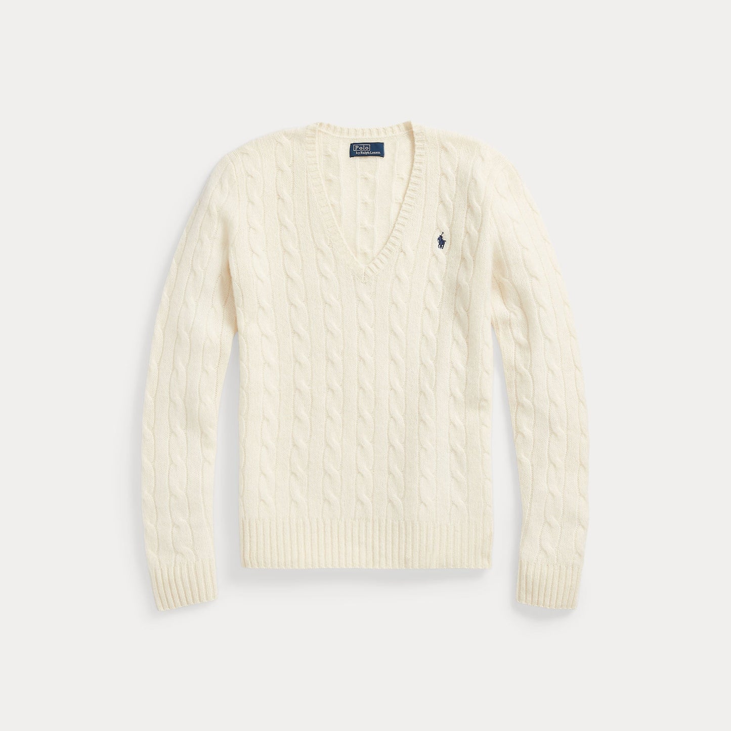 CABLE-KNIT WOOL-CASHMERE V-NECK SWEATER