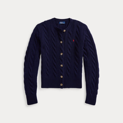 CABLE-KNIT WOOL-CASHMERE CARDIGAN