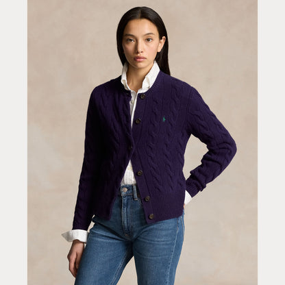 CABLE-KNIT WOOL-CASHMERE CARDIGAN