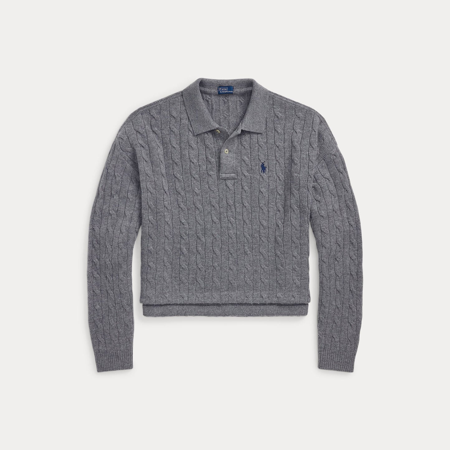 CABLE WOOL-CASHMERE POLO SHIRT