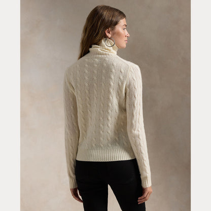 WOOL-CASHMERE CABLE TURTLENECK SWEATER