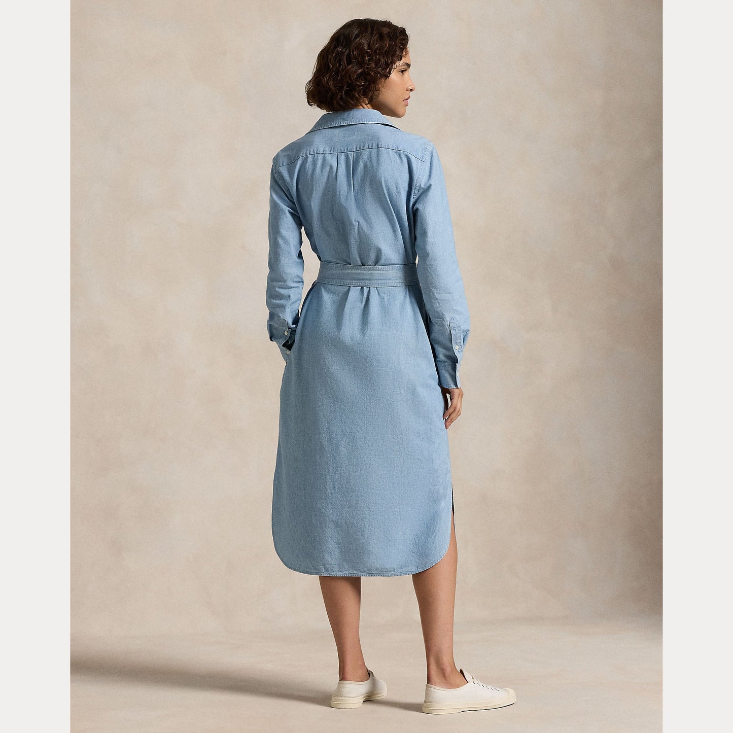 COTTON CHAMBRAY BELTED SHIRTDRESS