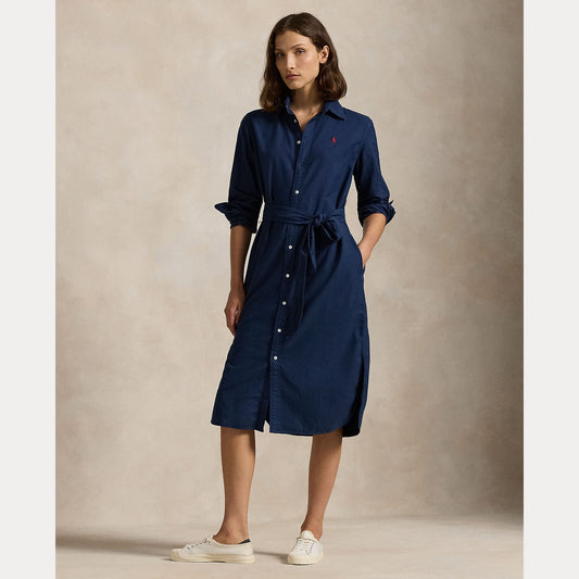 COTTON OXFORD BELTED SHIRTDRESS