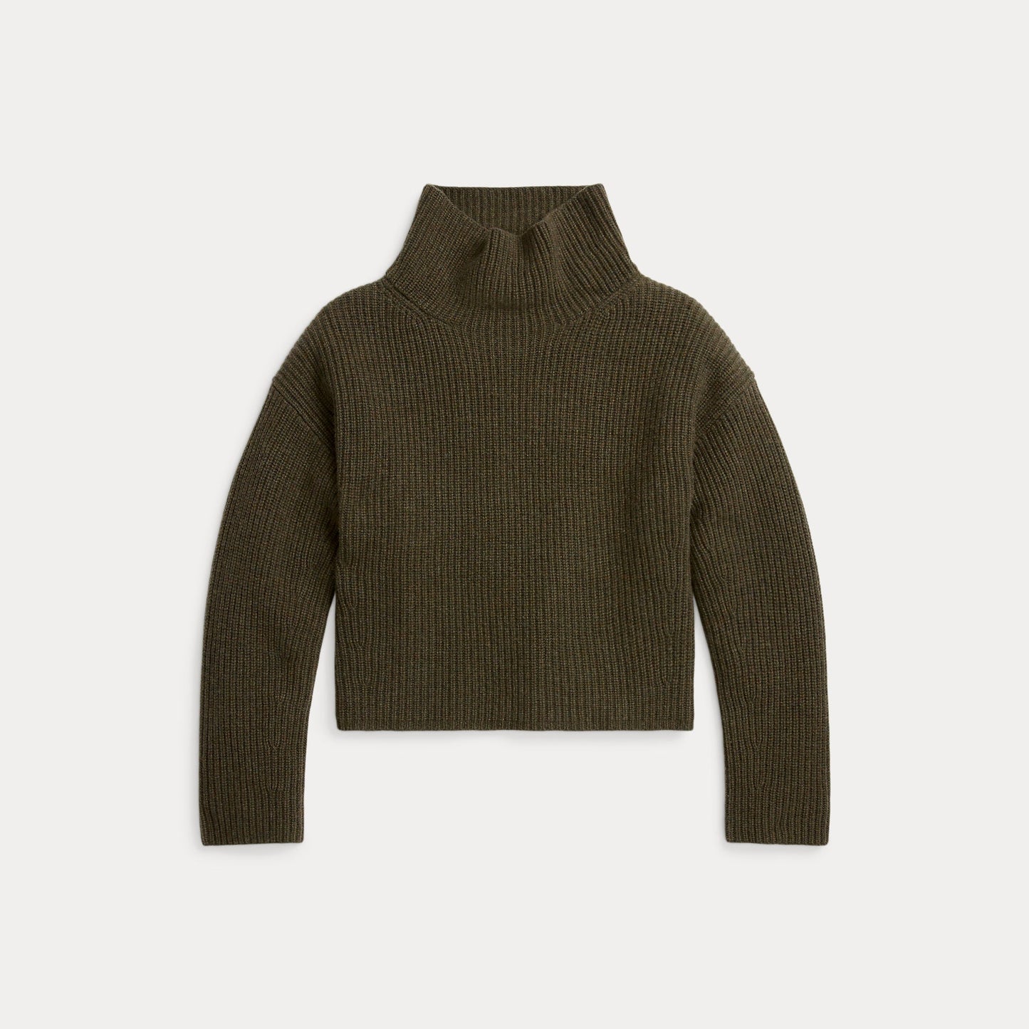 RIBBED WOOL-CASHMERE MOCKNECK SWEATER