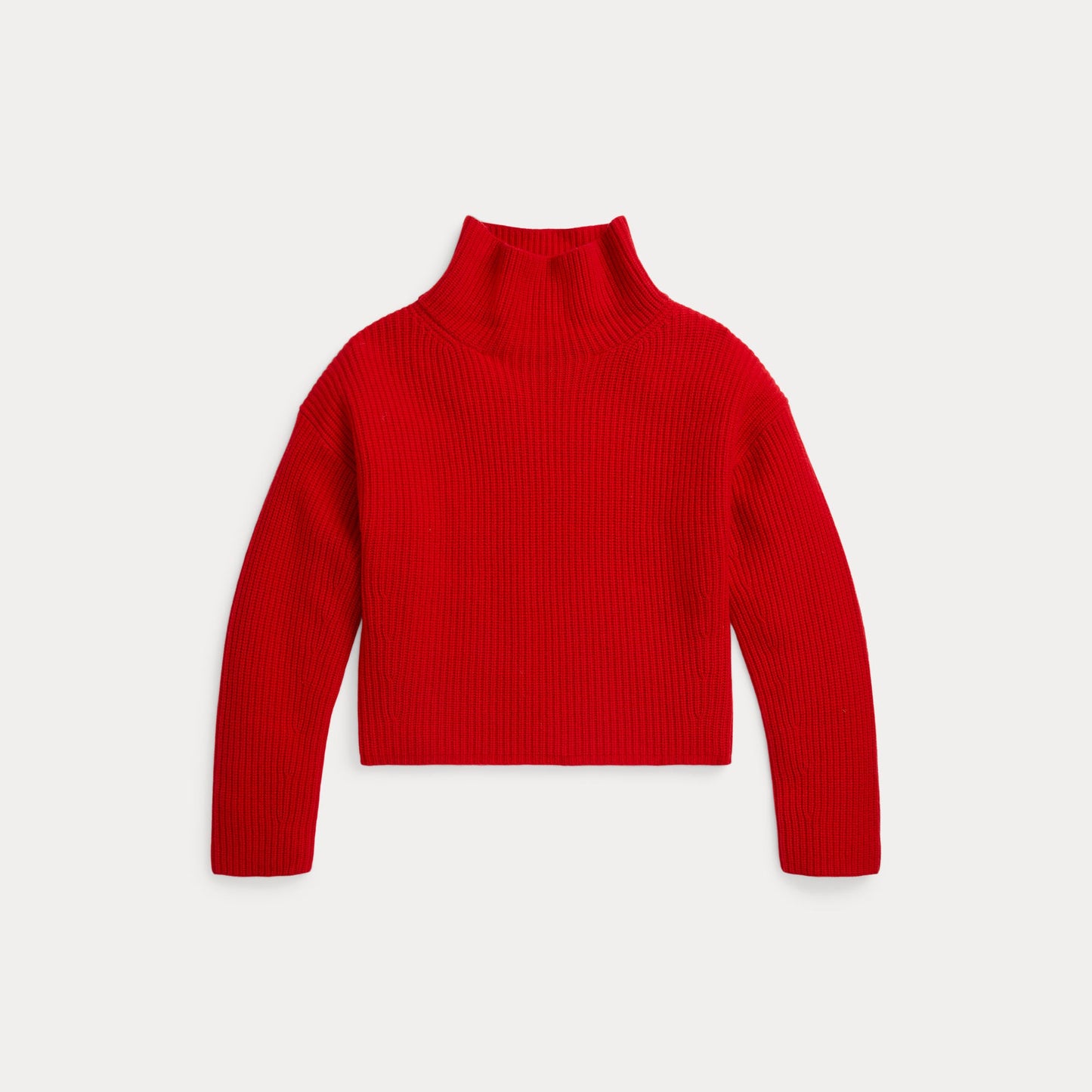 RIBBED WOOL-CASHMERE MOCKNECK SWEATER