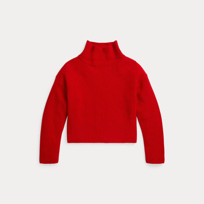 RIBBED WOOL-CASHMERE MOCKNECK SWEATER