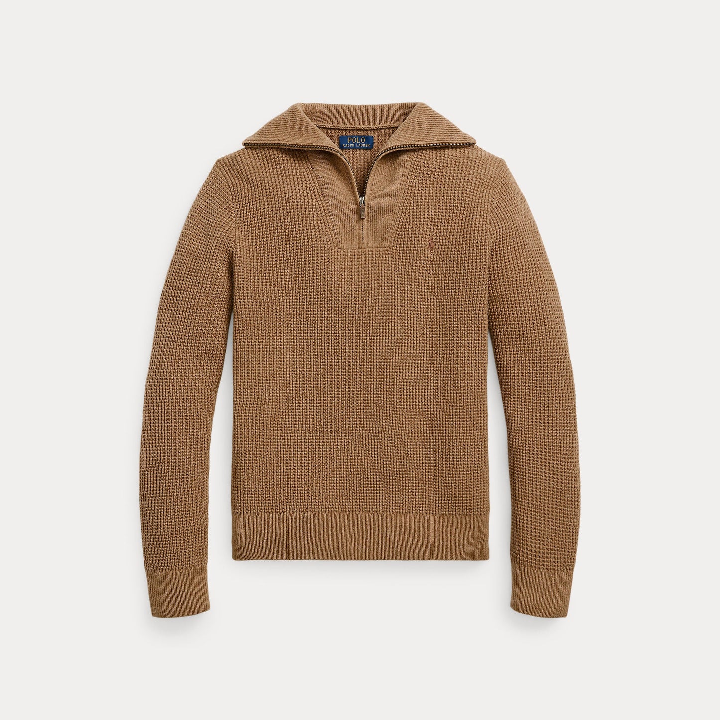 WAFFLE WOOL-COTTON QUARTER-ZIP SWEATER