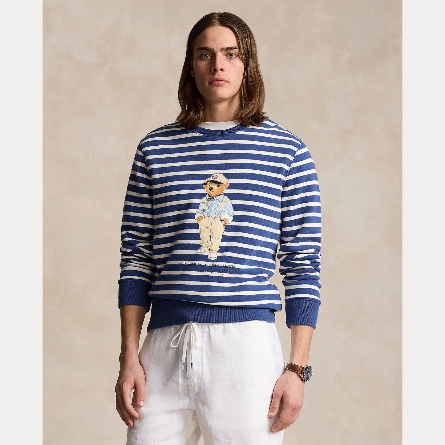 POLO BEAR STRIPED FLEECE SWEATSHIRT