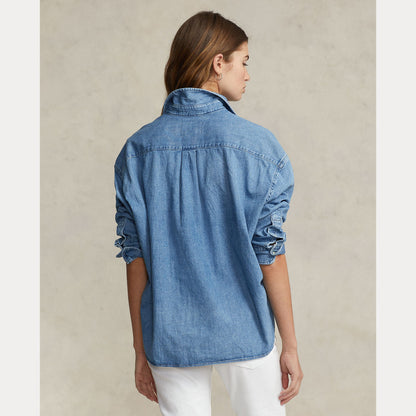 CROPPED BOXY DENIM SHIRT