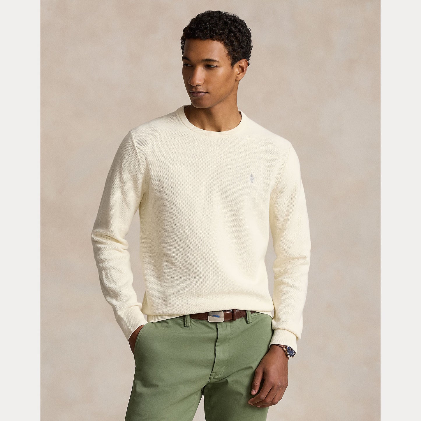 TEXTURED COTTON CREWNECK SWEATER