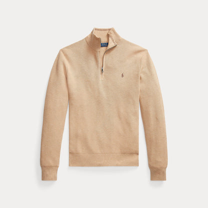 MESH-KNIT COTTON QUARTER-ZIP SWEATER