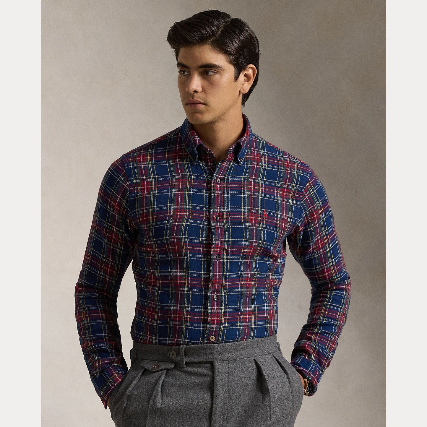 CUSTOM FIT PLAID DOUBLE-FACED SHIRT