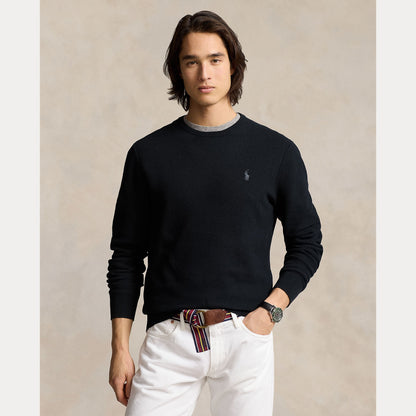 TEXTURED COTTON CREWNECK SWEATER