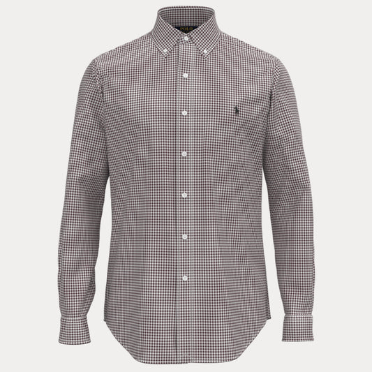 CUSTOM FIT GINGHAM STRETCH POPLIN SHIRT