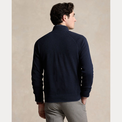 TEXTURED COTTON FULL-ZIP SWEATER