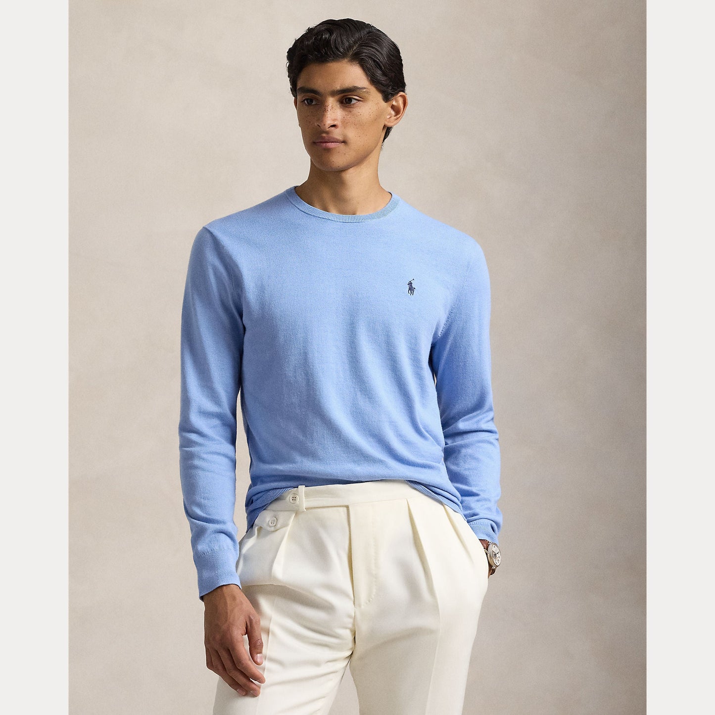 SLIM FIT TEXTURED COTTON SWEATER