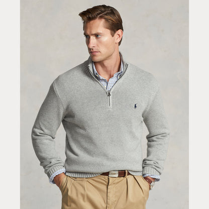 COTTON QUARTER-ZIP SWEATER