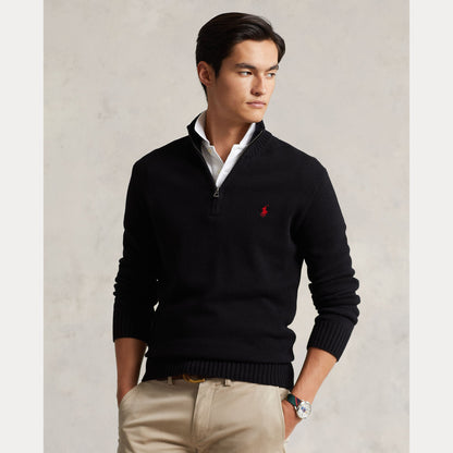 COTTON QUARTER-ZIP SWEATER