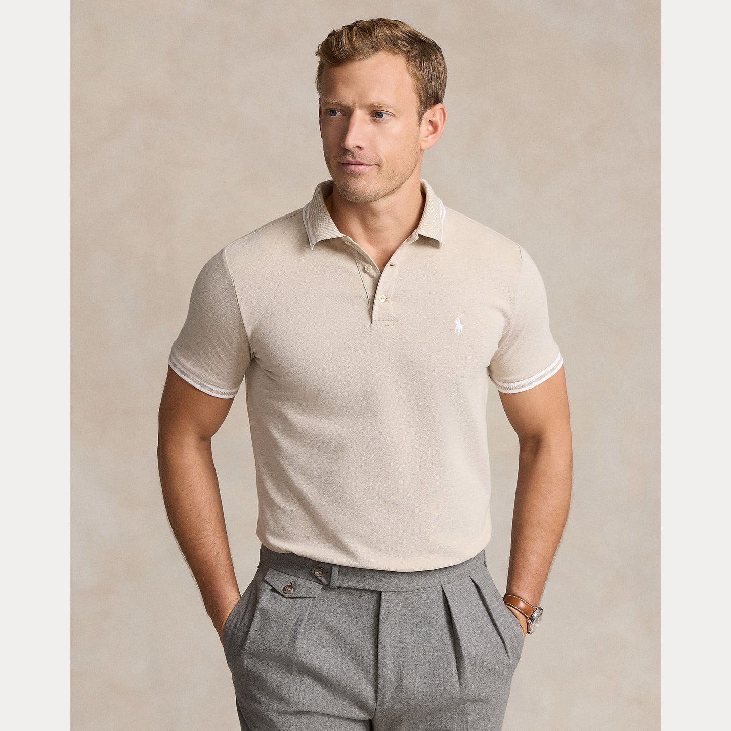 CUSTOM SLIM FIT STRETCH MESH POLO SHIRT