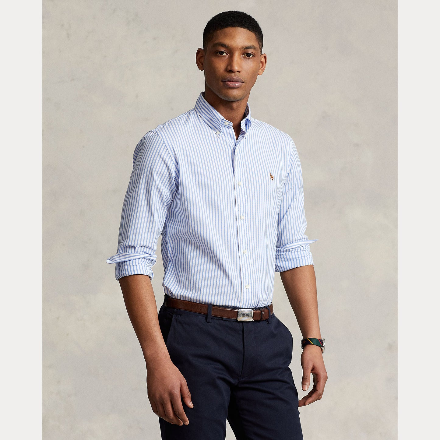 CUSTOM FIT STRIPED STRETCH OXFORD SHIRT