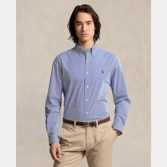 SLIM FIT STRIPED STRETCH POPLIN SHIRT