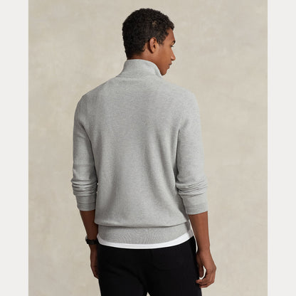 MESH-KNIT COTTON QUARTER-ZIP SWEATER