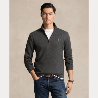 DOUBLE-KNIT MESH QUARTER-ZIP PULLOVER