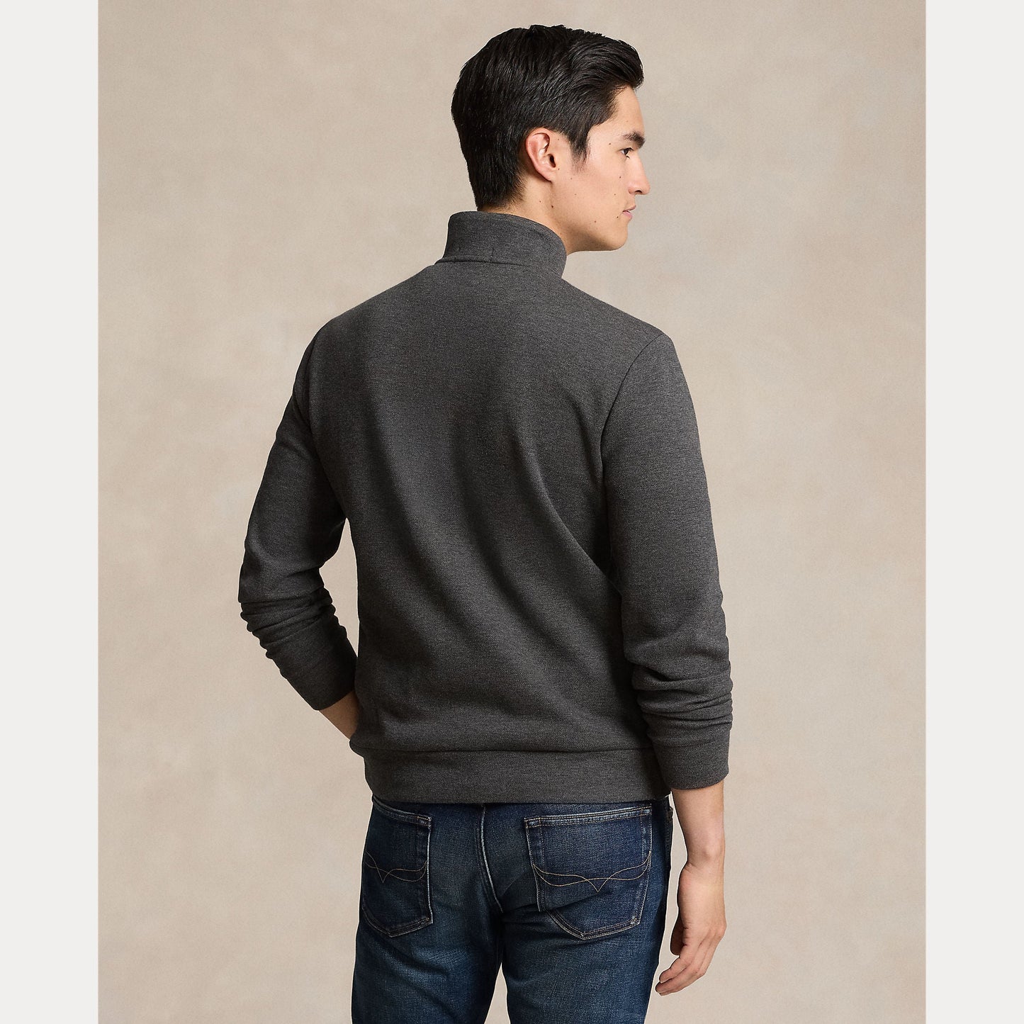 DOUBLE-KNIT MESH QUARTER-ZIP PULLOVER