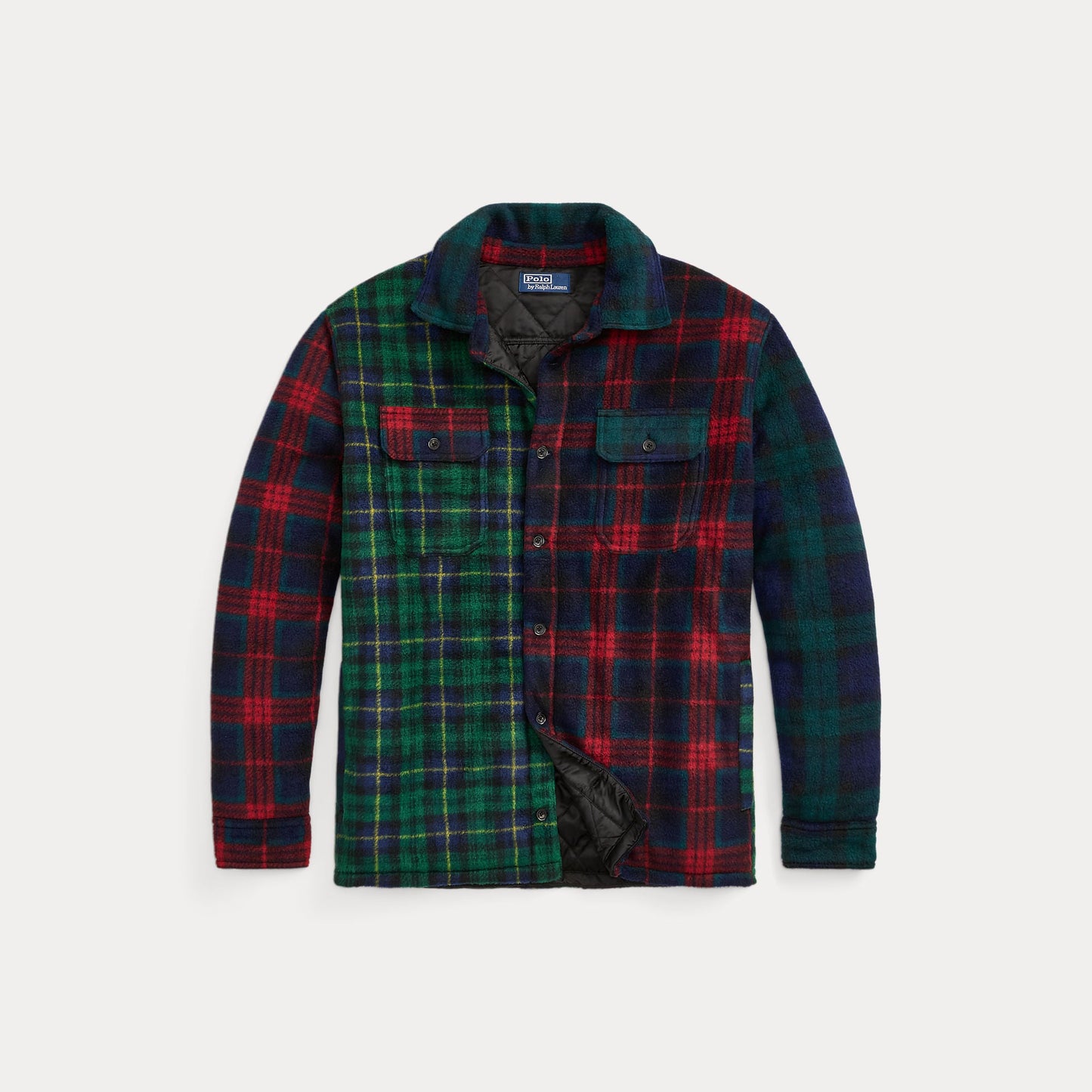 PLAID PATCHWORK FLEECE SHIRT JACKET