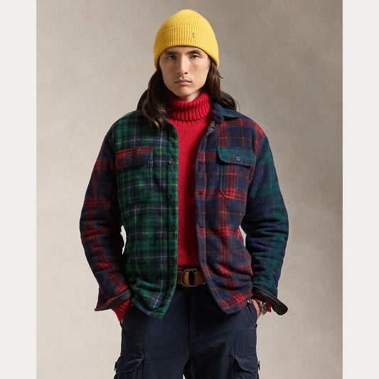 PLAID PATCHWORK FLEECE SHIRT JACKET