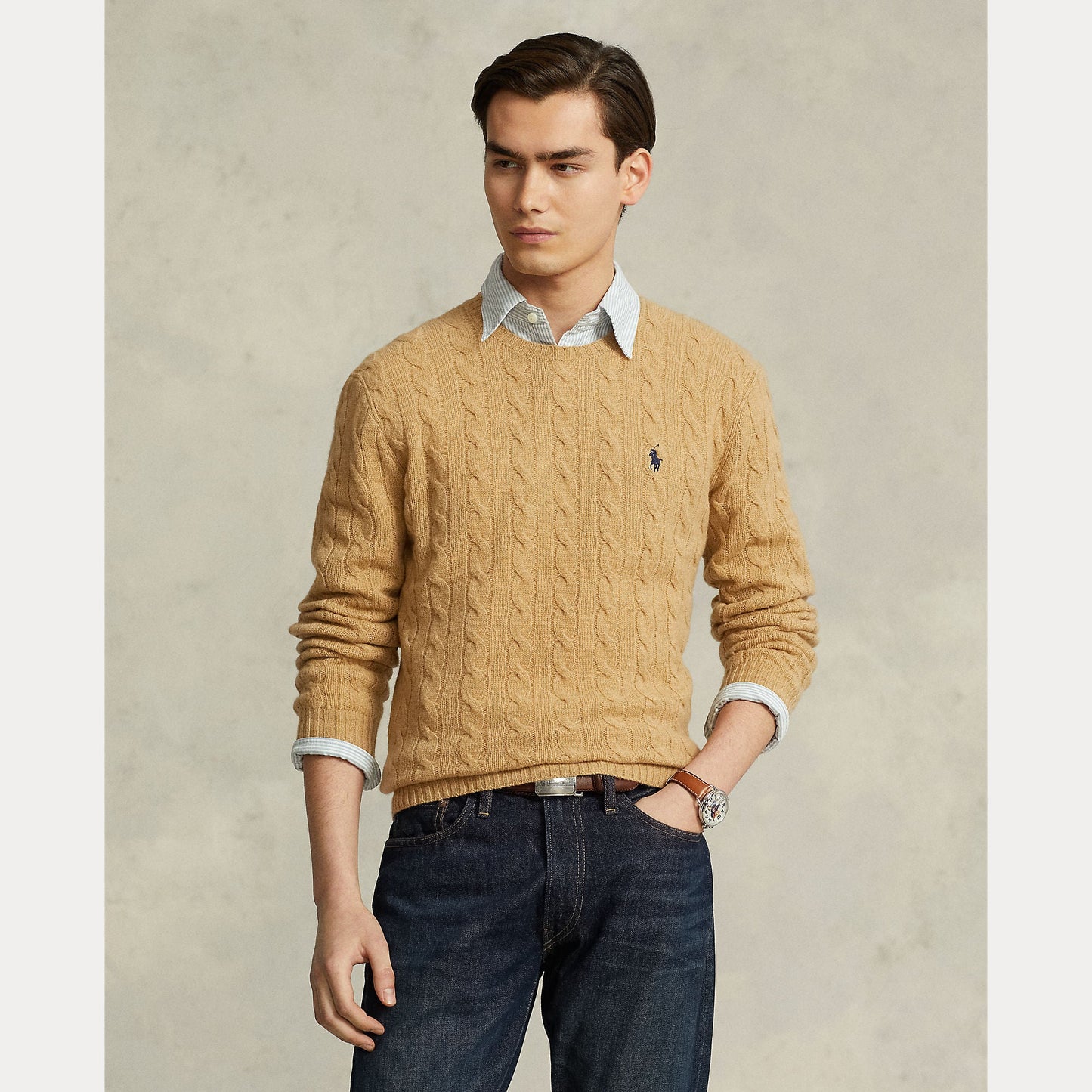 CABLE-KNIT WOOL-CASHMERE SWEATER